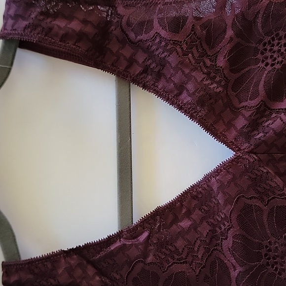 aerie NWT deep burgandy stretch floral lace bralette size small - Picture 3 of 8